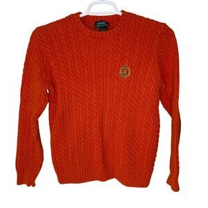 Vintage Lauren Ralph Lauren Women's Large Sweater Orange Cable Knit Crewneck EUC